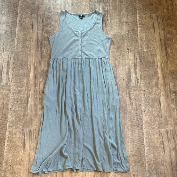 Frye-Sleeveless Sage Green Midi Dress-Size L - Picture 1 of 11